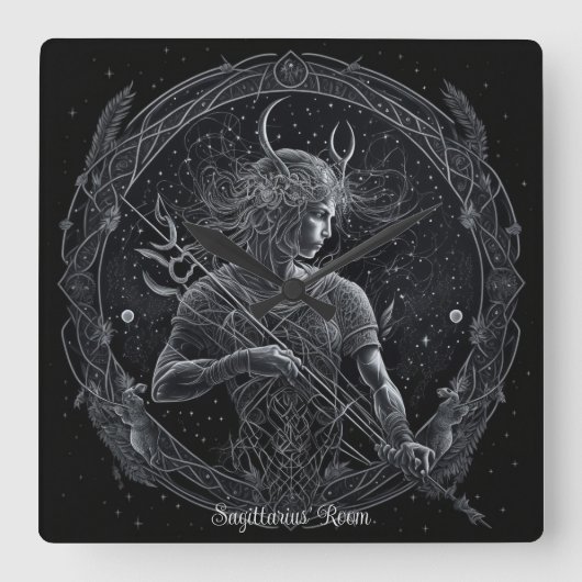 Creëer Uw eigen mystieke Astrologie Boogschutter Vierkante Klok (Voorkant)