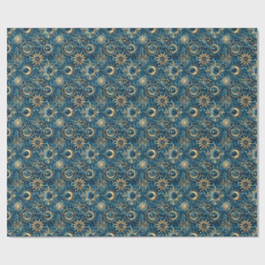 Creëer Uw eigen Mystieke Blauw & Goud Celestial Cadeaupapier (Vlak)