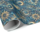 Creëer Uw eigen Mystieke Blauw & Goud Celestial Cadeaupapier (Rol Hoek)