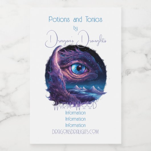 Creëer Uw eigen mystieke Drakenoog Voedselcontainer Etiket (Enkel label)