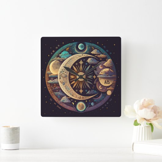 Creëer Uw eigen mystieke Halve Maan & Planeten Vierkante Klok (Huis)