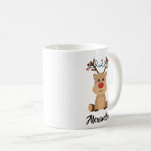 Creëer Uw eigen naam Funny Reindeer Christmas Koffiemok (Voorkant rechts)