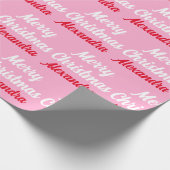 Creëer Uw eigen naam Roze Kerstmis Cadeaupapier (Hoek)