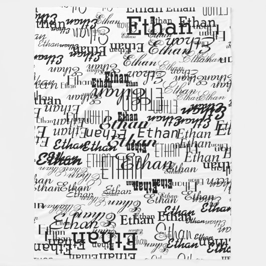 Creëer Uw eigen naam zwart-wit Fleece Deken (Voorkant)