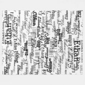 Creëer Uw eigen naam zwart-wit Fleece Deken (Voorkant (Horizontaal))