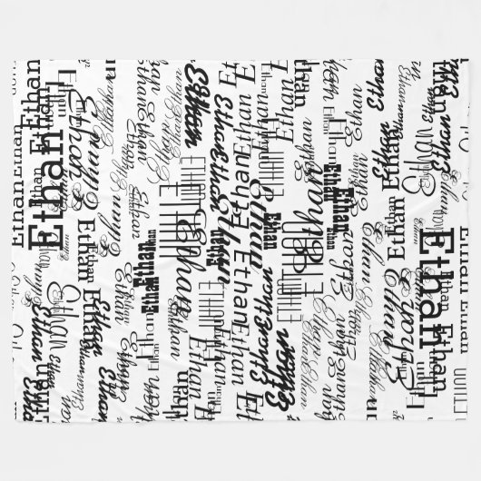 Creëer Uw eigen naam zwart-wit Fleece Deken (Voorkant (Horizontaal))