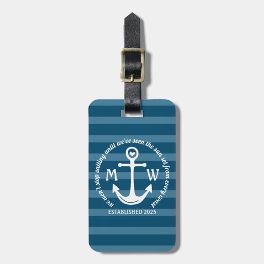 Creëer Uw eigen Nautical Anchor Heart Kastal Logo Bagagelabel (Voorkant verticaal)
