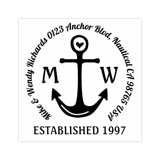 Creëer Uw eigen Nautical Anchor Heart Kastal Logo Rubberstempel (Afrduk)