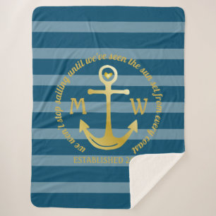Creëer Uw eigen Nautical Anchor Heart Kastal Logo Sherpa Deken