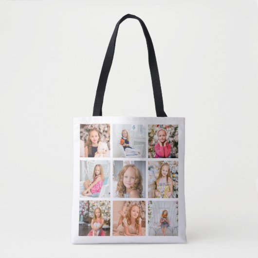 Creëer Uw Eigen Negen Fotocollage Canvas tas (Voorkant)