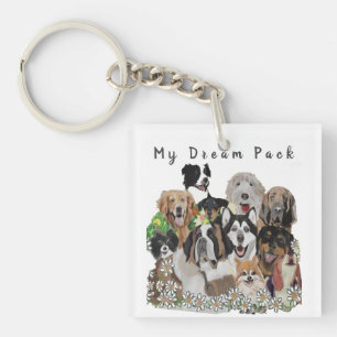 Creëer uw eigen of geen Sjabloon Happy Dog Pack Sleutelhanger