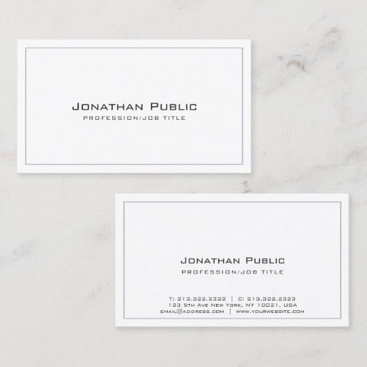 Creëer Uw eigen ontwerp Modern Elegant Plain Visitekaartje (Voorkant / Achterkant)