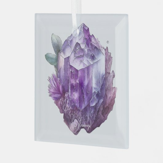 Creëer Uw eigen Paarse Amethystkristallen Glas Ornament (Voorkant links)