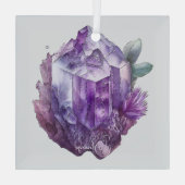 Creëer Uw eigen Paarse Amethystkristallen Glas Ornament (Achterkant)