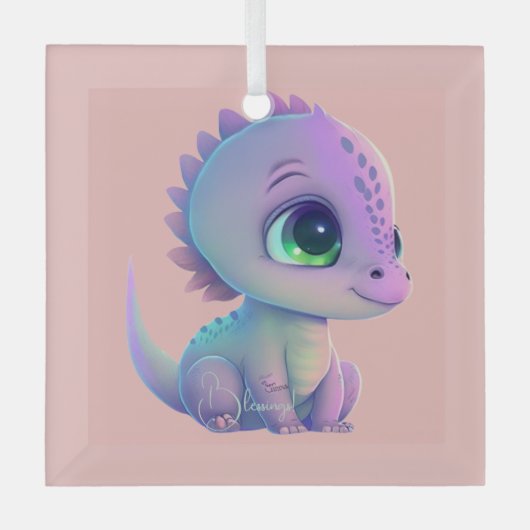 Creëer Uw eigen Paarse Baby Dragon Glas Ornament (Voorkant)
