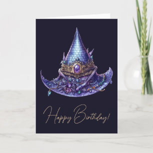 Creëer Uw eigen Paarse Bejeweled Dragon Witch Pet Feestdagen Kaart