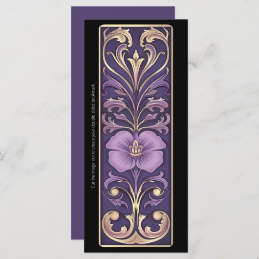 Creëer Uw eigen Paarse Bloemen Art Deco Bladwijzer (Voorkant / Achterkant)