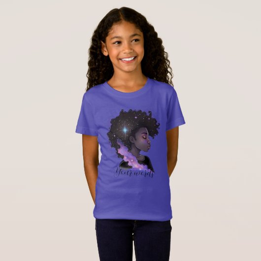Creëer Uw Eigen Paarse Celestial Zwart Meisje T-shirt (Voorkant volledig)
