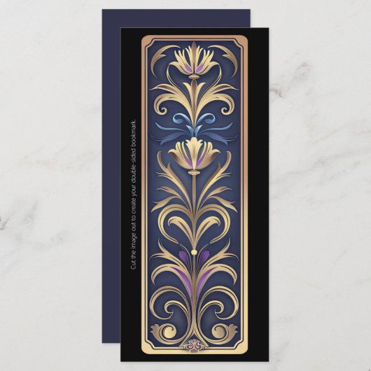 Creëer Uw eigen Paarse gouden Art Deco Bladwijzer (Voorkant / Achterkant)