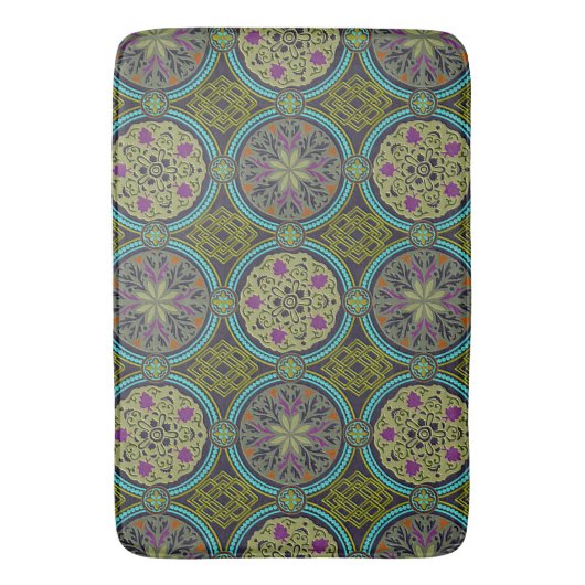 Creëer uw eigen Paarse groene blauwe damast Badmat (Voorkant Verticaal)