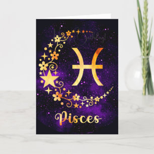 Creëer Uw eigen Paarse Hemelse Vissen Zodiac Feestdagen Kaart
