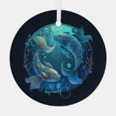 Creëer Uw eigen Paarse Hemelse Vissen Zodiac Glas Ornament (Achterkant)