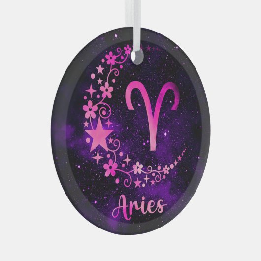 Creëer Uw eigen Paarse Hemelvaart Ram Zodiac Glas Ornament (Voorkant Rechts)