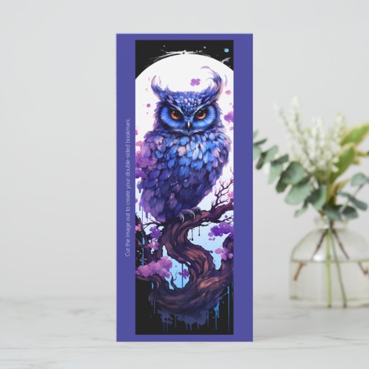 Creëer Uw Eigen Paarse Uil Moon Bladwijzer Kaart (Staand voorkant)