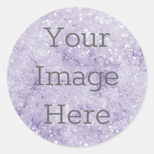 Creëer Uw Eigen Pastel Lila Paarse Glitter Marmer Ronde Sticker