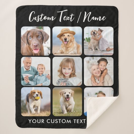 Creëer Uw eigen persoonlijke 9 Afbeelding collage Sherpa Deken (Voorkant)