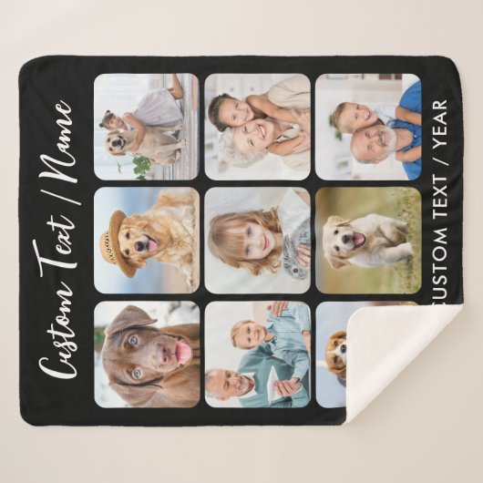 Creëer Uw eigen persoonlijke 9 Afbeelding collage Sherpa Deken (Voorkant (horizontaal))