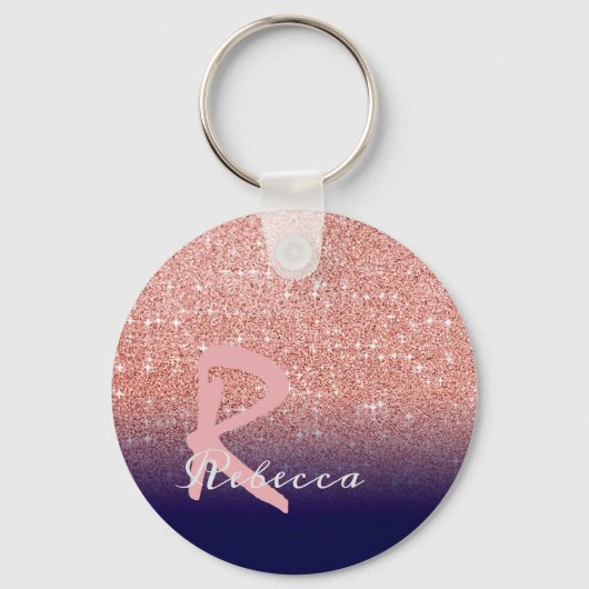 Creëer Uw eigen persoonlijke Roos Glitter Ombre Sleutelhanger (Voorkant)