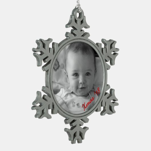 Creëer Uw eigen Pewter Snowflake Foto Ornament (Links)