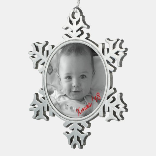 Creëer Uw eigen Pewter Snowflake Foto Ornament (Rechts)