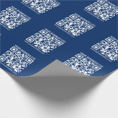 Creëer uw eigen QR-code | Blauw Cadeaupapier (Hoek)