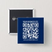 Creëer uw eigen QR-code | Blauw Vierkante Button 5,1 Cm (Voorkant /achterkant)
