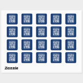 Creëer uw eigen QR-code | Blauw Vierkante Sticker (Vel)