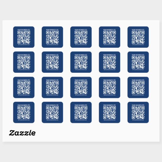 Creëer uw eigen QR-code | Blauw Vierkante Sticker (Vel)