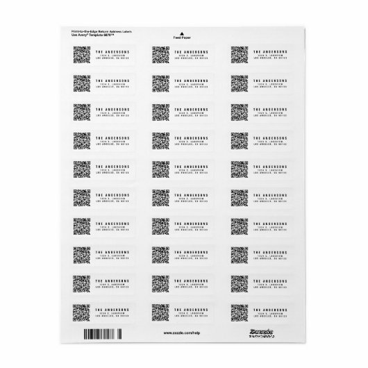 Creëer uw eigen QR-code | Modern retouradres Etiket (Full Sheet)