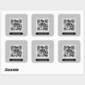 Creëer uw eigen QR Code Professional Silver Grey Vierkante Sticker (Vel)