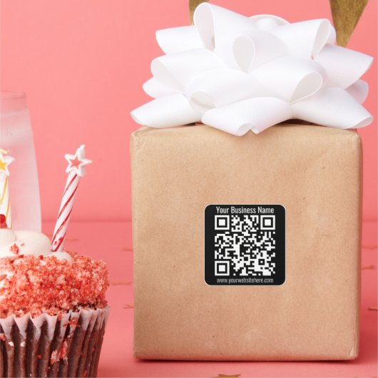 Creëer Uw eigen QR-code w/Border | Zwart-wit Vierkante Sticker (Feest)