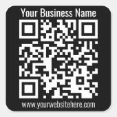 Creëer Uw eigen QR-code w/Border | Zwart-wit Vierkante Sticker (Voorkant)