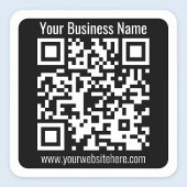 Creëer Uw eigen QR-code w/Border | Zwart-wit Vierkante Sticker