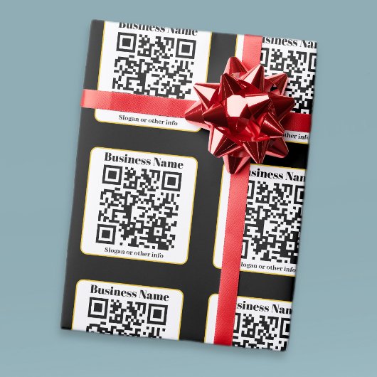 Creëer Uw eigen QR-code | Zwart Wit Gouden Rand Cadeaupapier