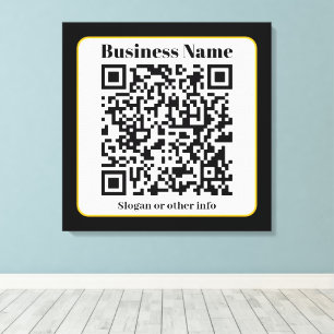 Creëer Uw eigen QR-code Zwart Wit Gouden Rand Canvas Afdruk