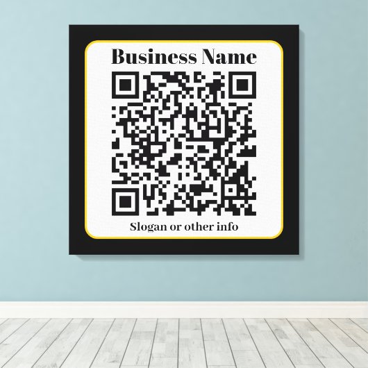 Creëer Uw eigen QR-code | Zwart Wit Gouden Rand Canvas Afdruk (Insitu (Houten vloer))