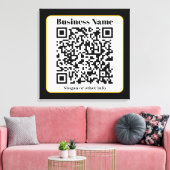 Creëer Uw eigen QR-code | Zwart Wit Gouden Rand Canvas Afdruk (Insitu (Woonkamer))
