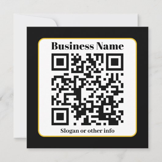 Creëer Uw eigen QR-code | Zwart Wit Gouden Rand Feestdagenkaart (Voorkant)
