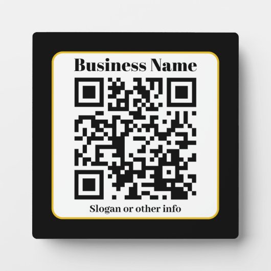 Creëer Uw eigen QR-code | Zwart Wit Gouden Rand Fotoplaat (Voorkant)