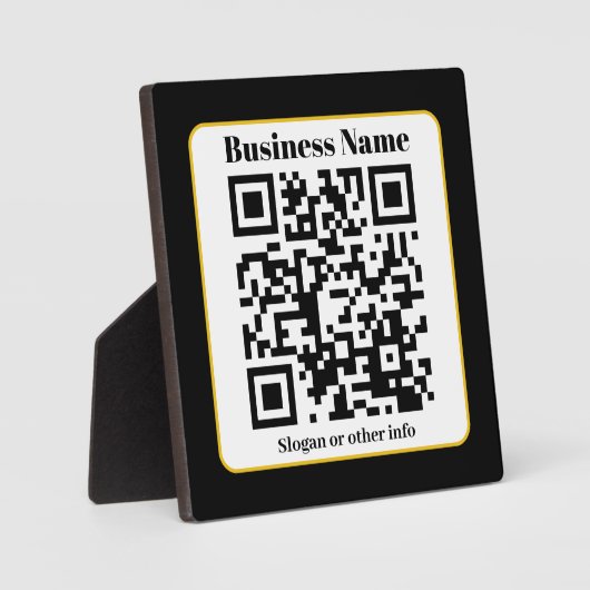 Creëer Uw eigen QR-code | Zwart Wit Gouden Rand Fotoplaat (Voorkant)
